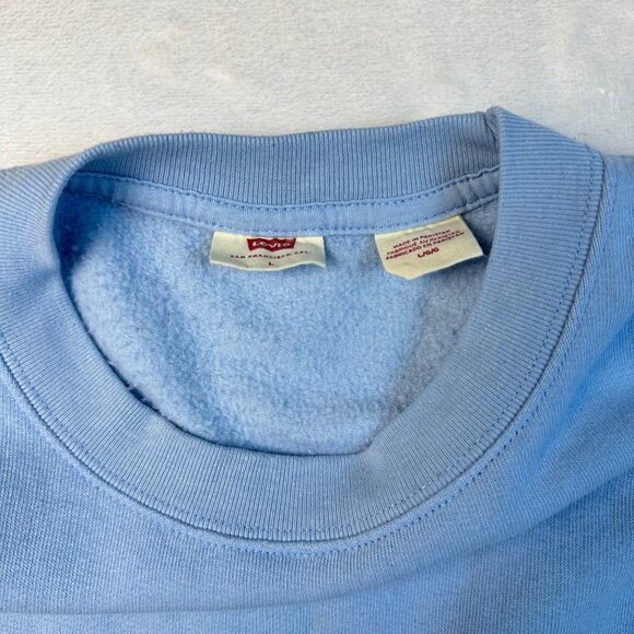 Levis Crewneck Sweatshirt Blue Sz L Unisex Pullover Fleece Soft Comfy Casual - Picture 5 of 8